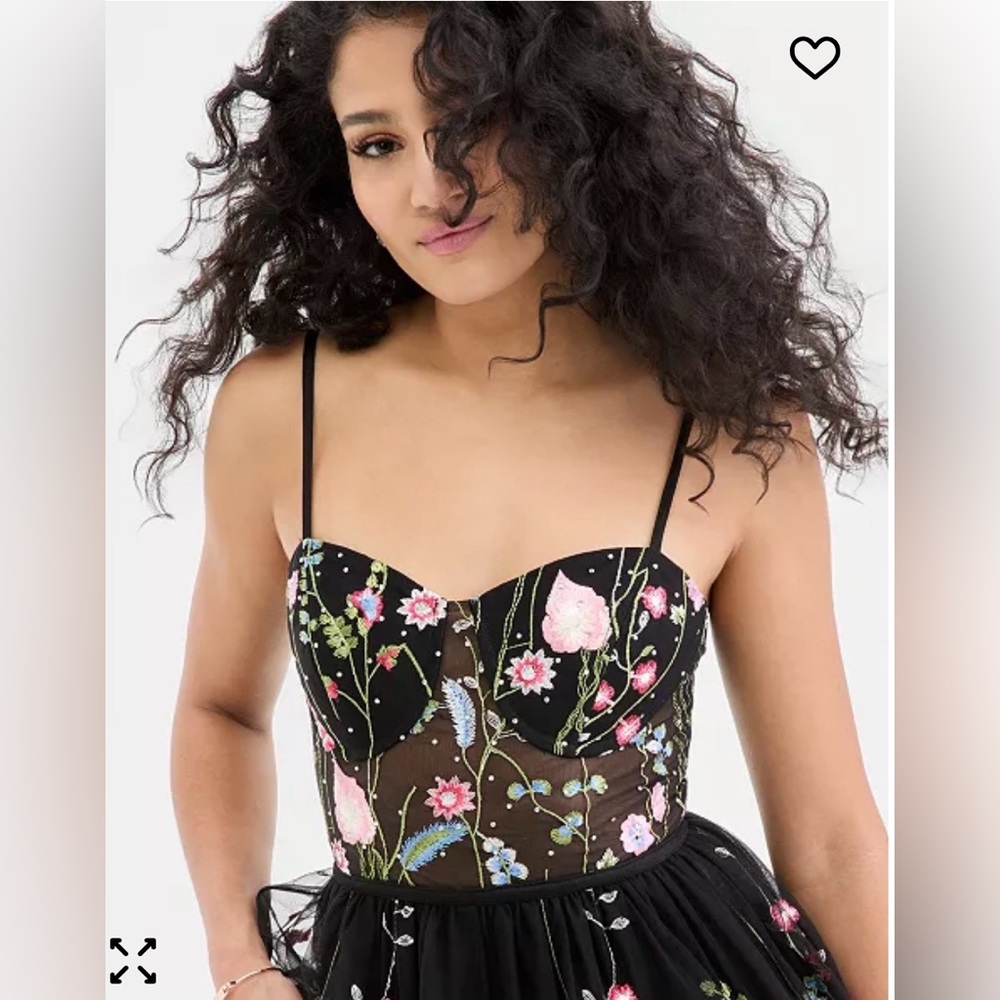 City Studios juniors floral embroidered mesh gown, size 11 - Picture 3 of 9